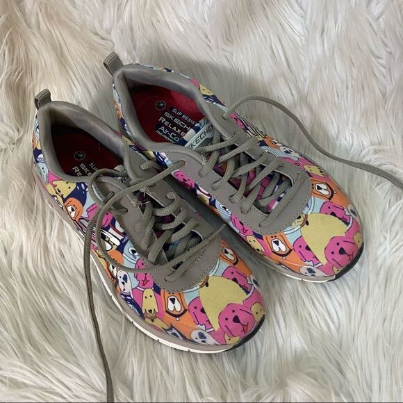 Skechers Cartoon Dog Print Work Comfort Flex SR-HC Pro SR Waggey Sneakers 6.5 - Picture 3 of 12